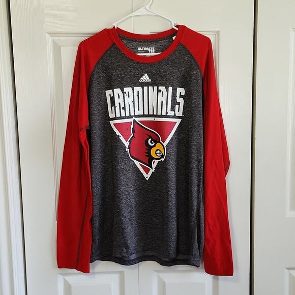 Adidas Ultimate Gray & Red Louisville Cardinals Climate Control Tee Size XL - Picture 1 of 7